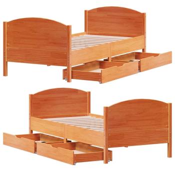 Massivholzbett ohne Matratze Wachsbraun 90x190 cm Kiefernholz