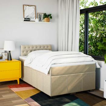 Boxspringbett mit Matratze Creme 120x190 cm Stoff