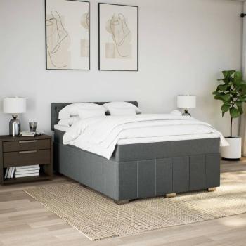 Boxspringbett mit Matratze Dunkelgrau 140x190 cm Stoff