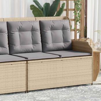ARDEBO.de - Gartenbank Verstellbar mit Kissen Beige Poly Rattan