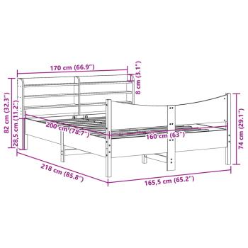 Massivholzbett mit Kopfteil Weiß 160x200 cm Kiefer
