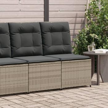 ARDEBO.de - Gartensessel mit Liegefunktion und Kissen Grau Poly Rattan