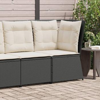 ARDEBO.de - Garten-Ecksofa mit Kissen Schwarz Poly Rattan