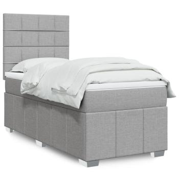 ARDEBO.de - Boxspringbett mit Matratze Hellgrau 90x190 cm Stoff