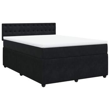 Boxspringbett mit Matratze Schwarz 140x190 cm Samt