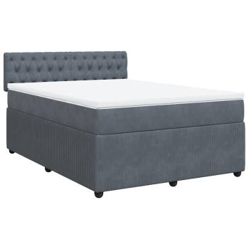 Boxspringbett mit Matratze Dunkelgrau 140x190 cm Samt