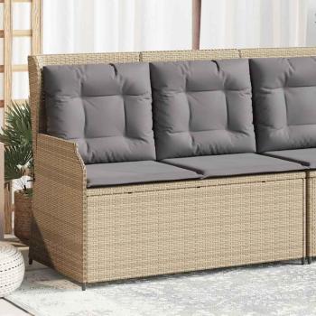ARDEBO.de - Gartenbank Verstellbar mit Kissen Beige Poly Rattan