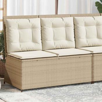 ARDEBO.de - Gartenbank Verstellbar mit Kissen Beige Poly Rattan