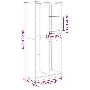 Kleiderschrank Braun Eichen-Optik 80x50x200 cm Holzwerkstoff