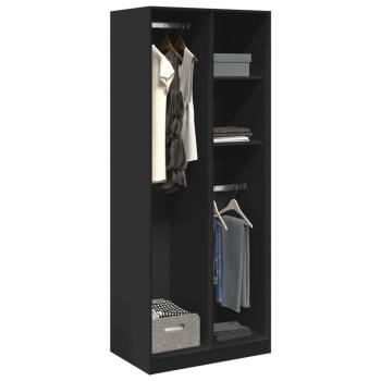ARDEBO.de - Kleiderschrank Schwarz 80x50x200 cm Holzwerkstoff