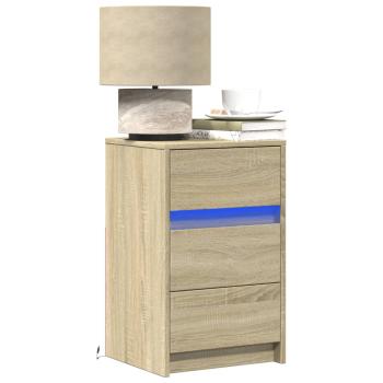 ARDEBO.de - Nachttisch mit LED-Leuchten Sonoma Eiche Holzwerkstoff