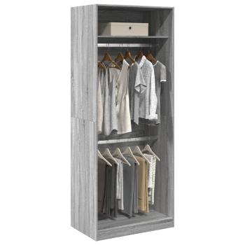 ARDEBO.de - Kleiderschrank Grau Sonoma 80x50x200 cm Holzwerkstoff