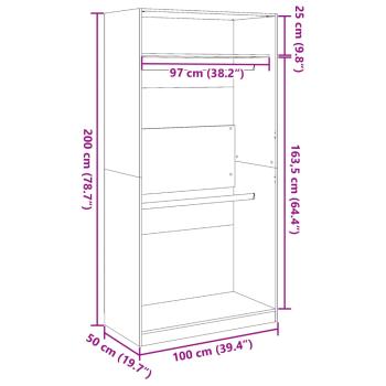 Kleiderschrank Braun Eiche-Optik 100x50x200 cm Holzwerkstoff