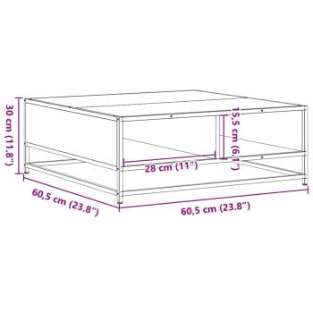 Couchtisch Grau Sonoma 60,5x60,5x30 cm Holzwerkstoff und Metall