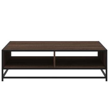 Couchtisch Braun Eichen-Optik 100x100x30cm Holzwerkstoff Metall
