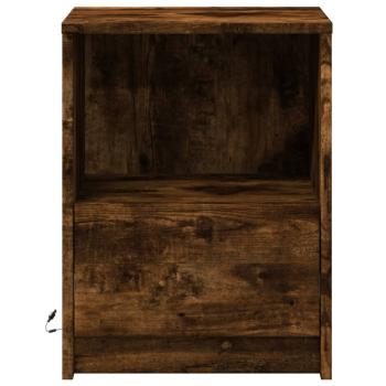 Nachttische mit LED-Leuchten 2 Stk. Räuchereiche Holzwerkstoff