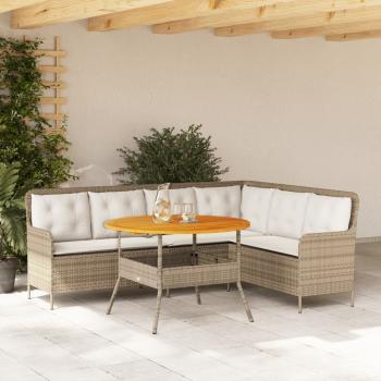 ARDEBO.de - 2-tlg. Garten-Sofagarnitur mit Kissen Beige Poly Rattan