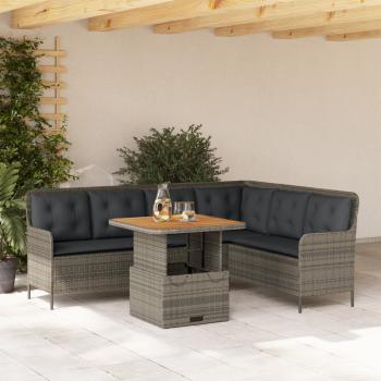 ARDEBO.de - 2-tlg. Garten-Sofagarnitur mit Auflagen Poly Rattan Grau