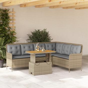 ARDEBO.de - 2-tlg. Garten-Sofagarnitur mit Kissen Beige Poly Rattan