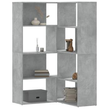 ARDEBO.de - Eck-Bücherregal 4 Böden Betongrau 85x85x140 cm Holzwerkstoff