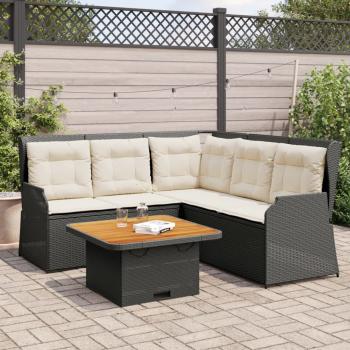 ARDEBO.de - 4-tlg. Garten-Lounge-Set mit Kissen Schwarz Poly Rattan