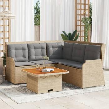 ARDEBO.de - 4-tlg. Garten-Lounge-Set mit Kissen Beige Poly Rattan