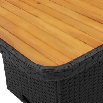 3-tlg. Garten-Sofagarnitur mit Kissen Schwarz Poly Rattan