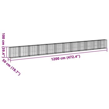 Gabione mit Deckel 1200x50x100 cm Verzinktes Eisen