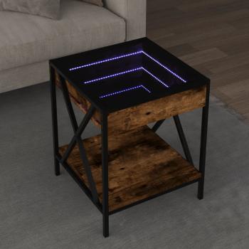 ARDEBO.de - Couchtisch mit Infinity-LED Räuchereiche 40x40x49 cm