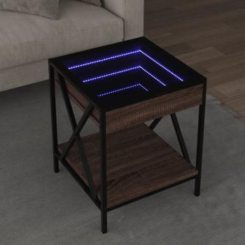 ARDEBO.de - Couchtisch mit Infinity-LED Braun Eichen-Optik 40x40x49 cm