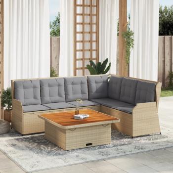 ARDEBO.de - 5-tlg. Garten-Lounge-Set mit Kissen Beige Poly Rattan
