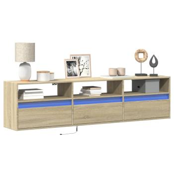 ARDEBO.de - TV-Wandschrank mit LED Sonoma-Eiche 180x31x45 cm