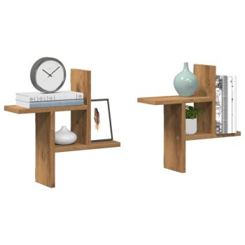 ARDEBO.de - Wandregale 2 Stk. Artisan-Eiche 38x12x38 cm Holzwerkstoff