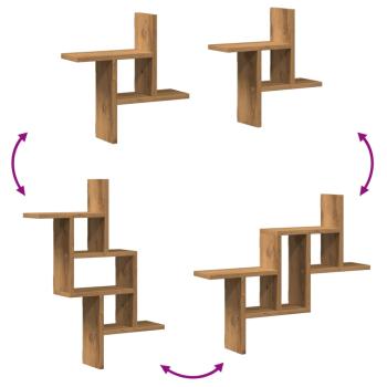 Wandregale 2 Stk. Artisan-Eiche 38x12x38 cm Holzwerkstoff