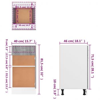 Unterschrank mit Schublade Grau Sonoma 40x46x81,5 cm