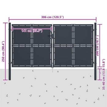 Gartentor Stahl 300×200 cm Anthrazit