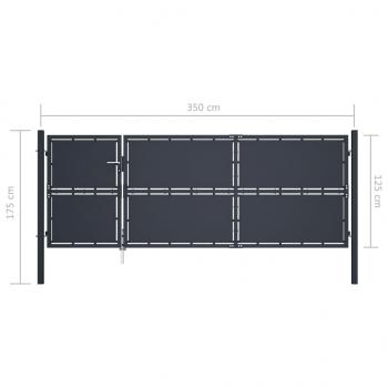 Gartentor Stahl 350 x 125 cm Anthrazit