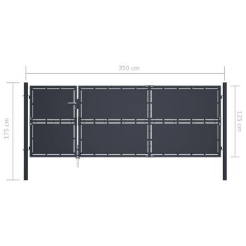 Gartentor Stahl 350 x 125 cm Anthrazit
