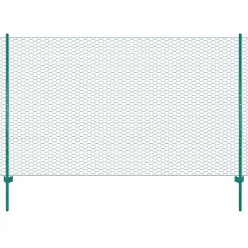 Maschendrahtzaun mit Pfosten Stahl 25 x 1,5 m Grün