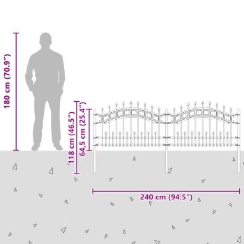 Gartenzaun mit Speerspitzen Schwarz 115 cm Stahl