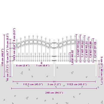 Gartenzaun mit Speerspitzen Schwarz 115 cm Stahl