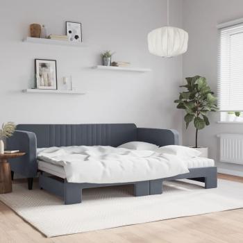 ARDEBO.de - Tagesbett Ausziehbar mit Matratzen Dunkelgrau 100x200 cm Samt