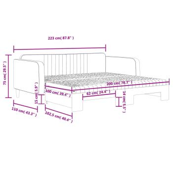 Tagesbett Ausziehbar mit Matratzen Dunkelgrau 100x200 cm Samt