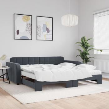 ARDEBO.de - Tagesbett Ausziehbar mit Matratzen Dunkelgrau 100x200 cm Samt
