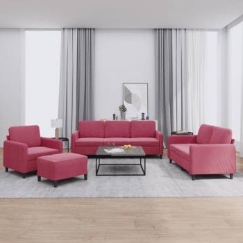 ARDEBO.de - 4-tlg. Sofagarnitur Weinrot Samt