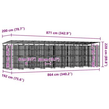 Outdoor-Hundezwinger mit Dach Stahl 16,59 m²