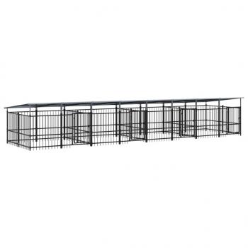Outdoor-Hundezwinger mit Dach Stahl 15,02 m²