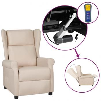 Ohrensessel mit Liegefunktion Elektrisch Creme Stoff