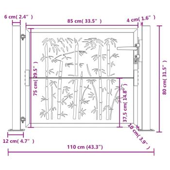 Gartentor Anthrazit 105x80 cm Stahl Bambus-Design