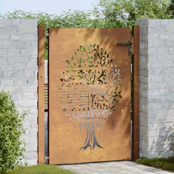 Gartentor 105x130 cm Cortenstahl Baum-Design